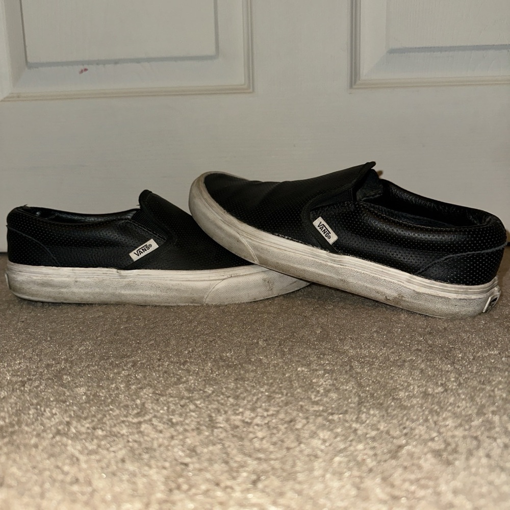 Vans Black Slip-On Perforated Leather Loafers